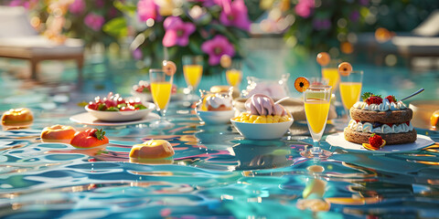 Pool floaties and french cocktails arrangement 