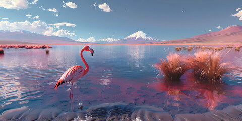 Flamingo in the water