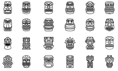 Old tribe mask icon bundle