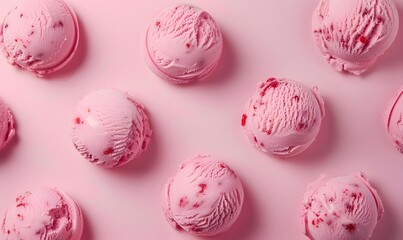 Scoops of strawberry ice cream,  Generative AI