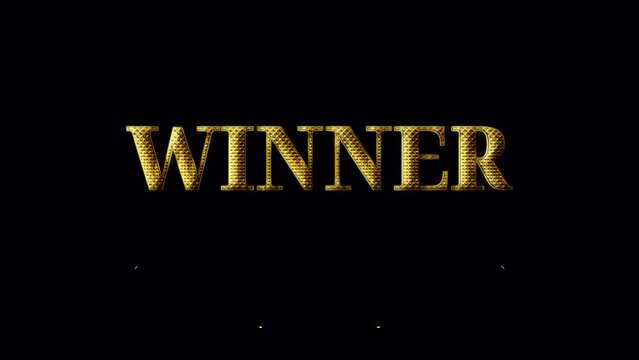 Winner. Word "winner" in 3D style. 3D winner text. Golden winner text in 3D on a transparent background. Animated banner with golden text. Perfect for casino style games and beyond.