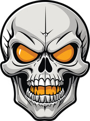 Vector illustration of a cartoon skull set against a white background