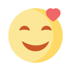 Happy face with heart symbols on eyes, concept icon of in love emoji