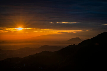 Fototapeta premium A balcony overlooking Friuli. The small town of Stella and its breathtaking view. Sunset.