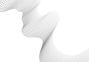 Undulate Grey Wave Swirl,&nbsp;frequency sound wave,&nbsp;twisted curve lines with blend effect. Technology, data science, geometric border.&nbsp;Isolated on white background. Vector illustration.