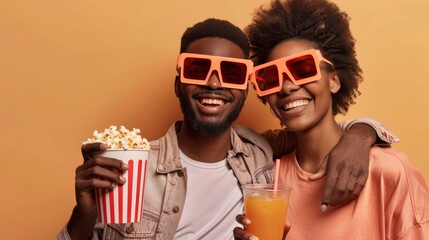 Obraz premium Couple Enjoying a Movie Night