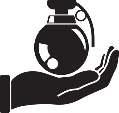 hand holding black grenade clip art preview