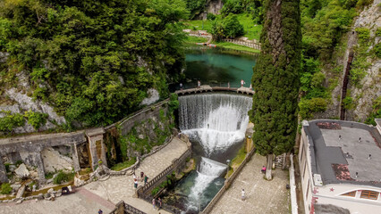 the hydroelectric dam on the Psyrtskha River in New Athos.