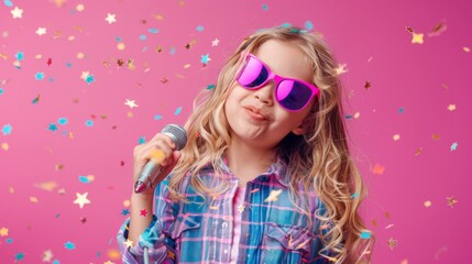 Little Girl Enjoying Karaoke Fun
