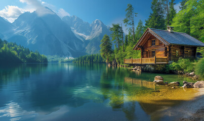 Lakeside Cabin With Mountain View