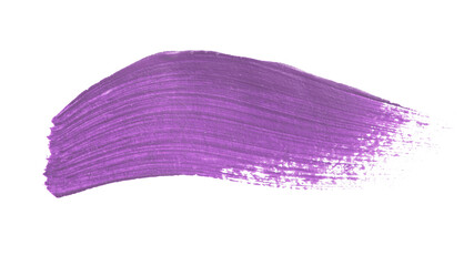 Acrylic violet paint brush track blank art isolated on the white background