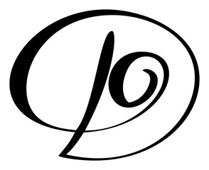 Vector calligraphy hand drawn letter D logo. Script font. Handwritten brush style