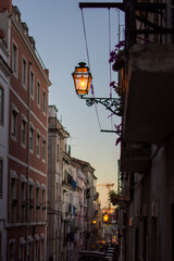 dusk street view Lisbon, Portugal