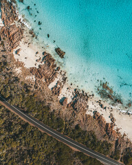 Stunning aerial view of Western Australia road near Margaret River.