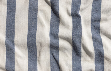 Blue striped organic cotton fabric background
