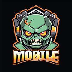 Zombie Robotic Logo Design template for gaming esport and editable Text Effect