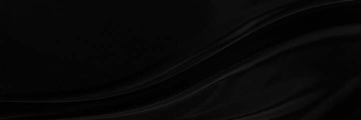 Black gray satin dark fabric texture luxurious shiny that is abstract silk cloth background with patterns soft waves blur beautiful.