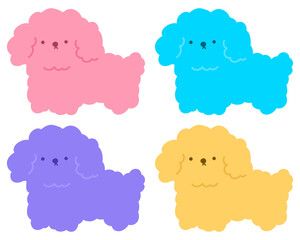 Cute Colorful Poodle Cartoon illustration Kawaii Poodle Cute Poodle Sticker Cute Dog Cartoon