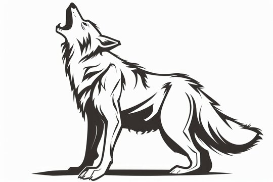 recommend clip art: A howling wolf Blank white background 