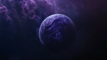 space shot of a blue violet planet