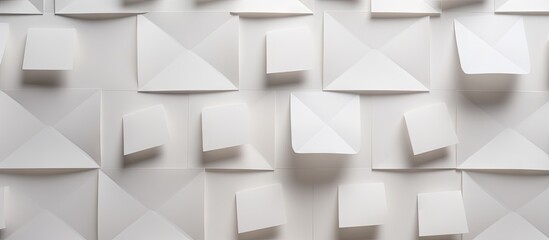 A top view of blank post mail letter envelopes creating a mock up image with ample copy space - Powered by Adobe
