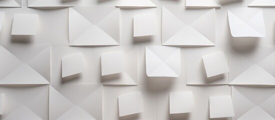 Obraz premium A top view of blank post mail letter envelopes creating a mock up image with ample copy space