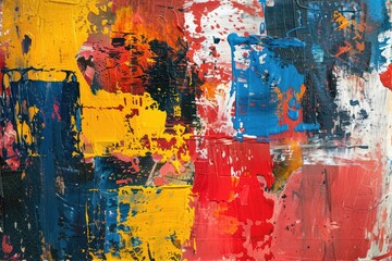 Close up view of a vibrant multicolored painting, ideal for artistic projects