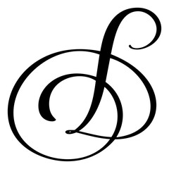 Obraz premium Hand drawn vector calligraphy letter D. Script font logo. Handwritten brush style flourish