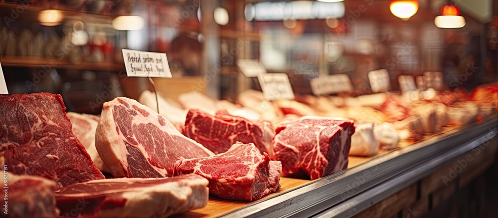 Aufkleber Selling blurry meat is not appealing to customers in the market. with copy space image. Place for adding text or design