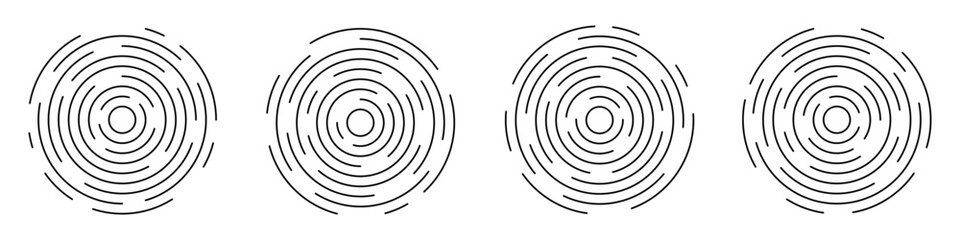 Collection of ripple circles vector. Radial signal, concentric circle, sonar wave, soundwave icons