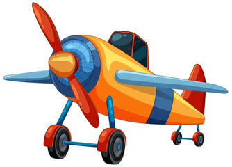 Brightly colored cartoon airplane with propeller