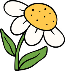 Retro flower power with stem cartoon character