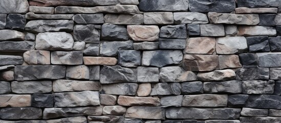 A background of a wall made of stones with a textured appearance suitable for including copy space in an image