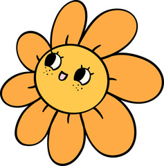 Retro flower power face character
