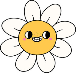 Retro flower power face character
