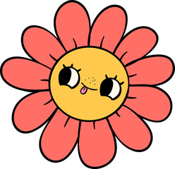 Retro flower power face character