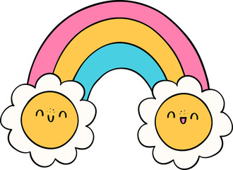 Retro flower power rainbow