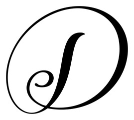 Vector calligraphy hand drawn letter D logo. Script font. Handwritten brush style