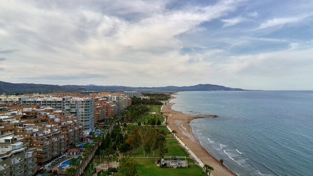 Aerial view of the urbanization "Marina D'Or", beach of "Amplaries" at Oropesa del Mar, Castellon.