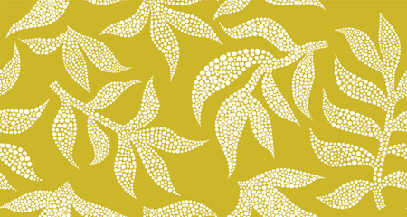 Tropical abstract leaves seamless pattern with dotted flat style.  