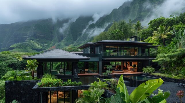 modern mansion property on hill with outdoor view 