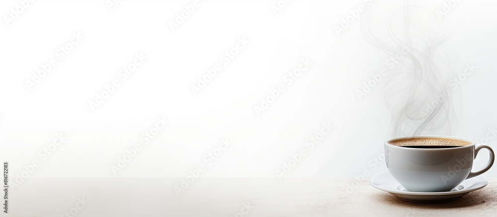 Poster Copy space image of a steaming cup of coffee set against a plain white backdrop