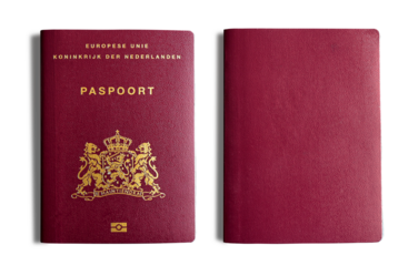 Dutch Passport, the passport of the Netherlands front cover and back side isolated clipping path on white background. 