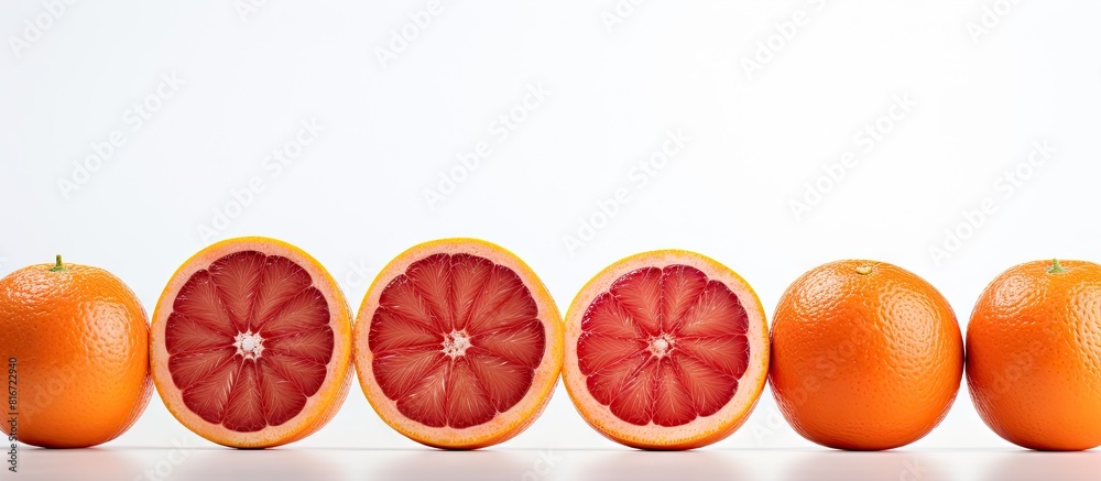 Poster A vibrant image of red oranges against a blank background perfect for adding text or graphics. with copy space image. Place for adding text or design