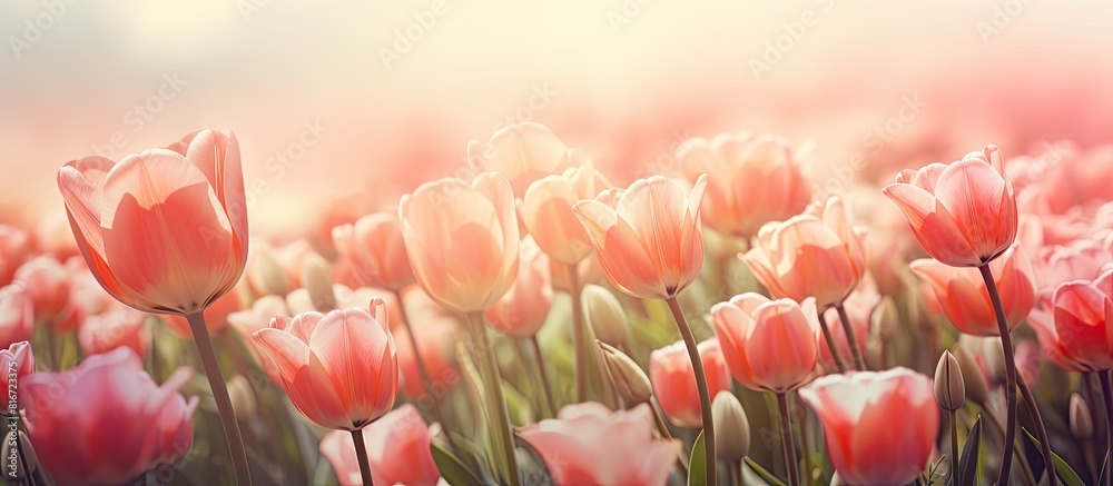 Poster a retro vintage style filter adds a charming touch to this copy space image of tulip flowers