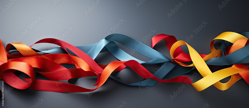 Poster copy space image of ribbons on a gray background