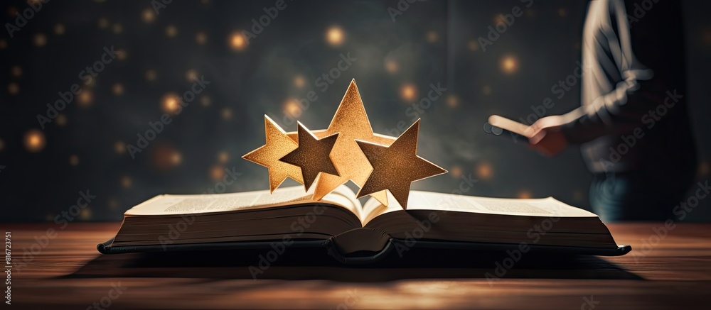 Poster After receiving the service the idea of assessing a 5 star rating. with copy space image. Place for adding text or design