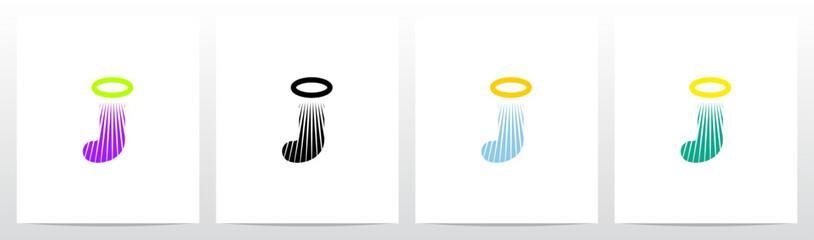 Angel Halo Circle Holy Ring on Letter Initial Logo Design J