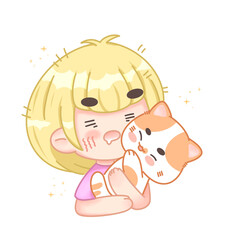 The girl with the orange cat