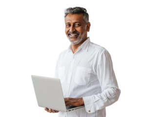 Indian Man Using Laptop with Joyful Expression